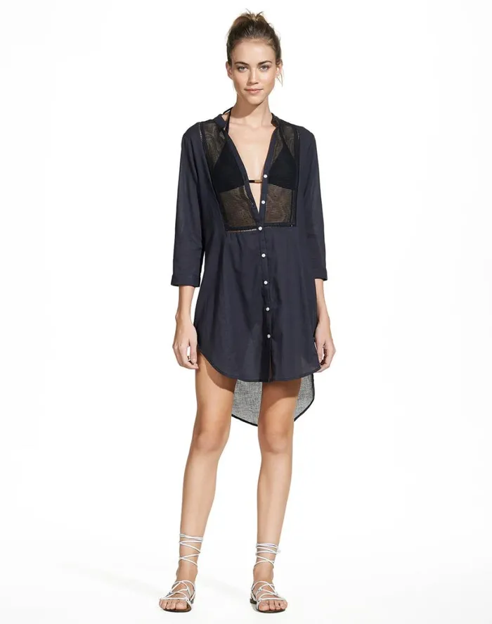 Cover Ups Women ViX Paula Hermanny Soft Chemise 8211 Black