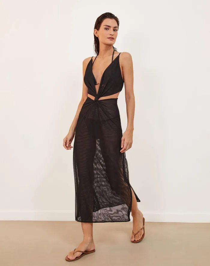 Cover Ups Women ViX Paula Hermanny Thuly Long Cover Up 8211 Black