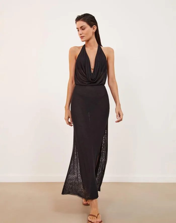 Cover Ups Women ViX Paula Hermanny Tilly Long Cover Up 8211 Black
