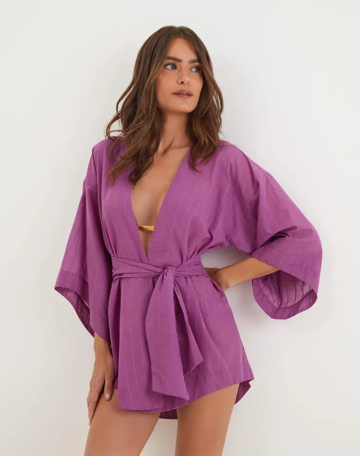 Cover Ups Women ViX Paula Hermanny Yanka Short Cover Up 8211 Berry Burst