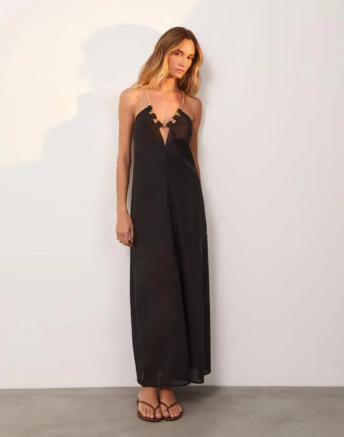 Cover Ups Women ViX Paula Hermanny Zima Long Cover Up 8211 Black