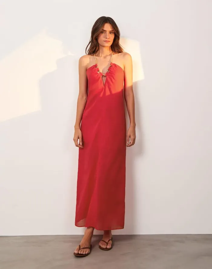 Cover Ups Women ViX Paula Hermanny Zima Long Cover Up 8211 Red Poppy
