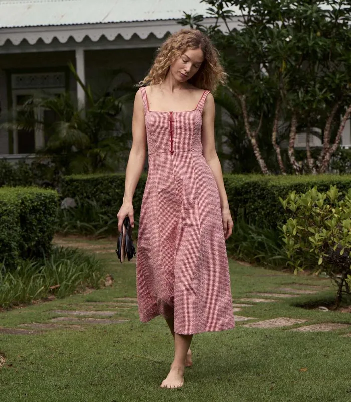 DELANEY DRESS Rouge La Maddalena Gingham Shop DEN Dresses
