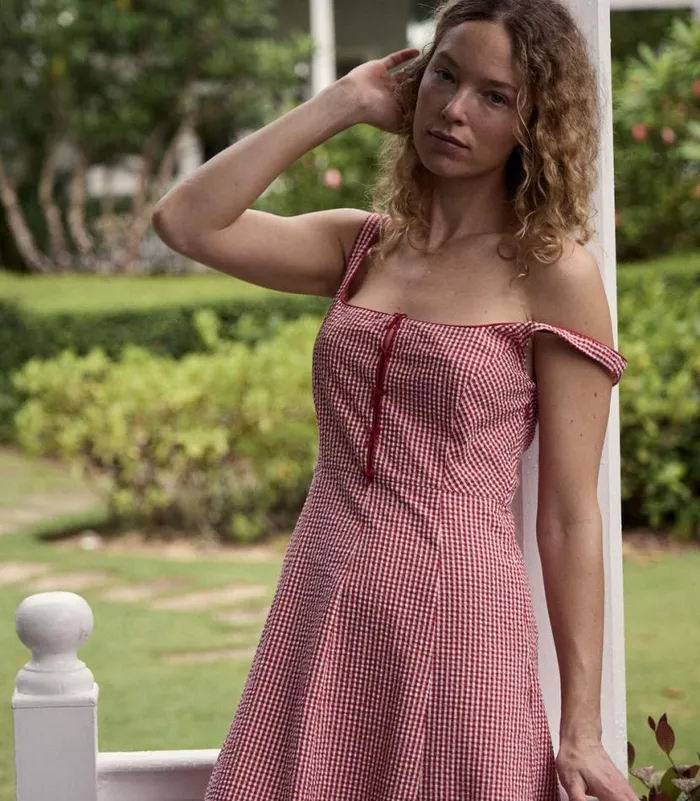 DELANEY DRESS Rouge La Maddalena Gingham Shop DEN Dresses