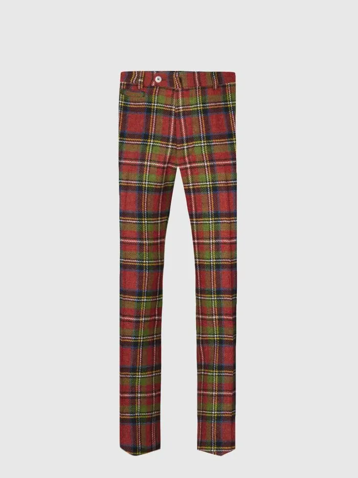 Dress Pants Mens Paul Stuart Anthony Wool Plaid Trouser Red