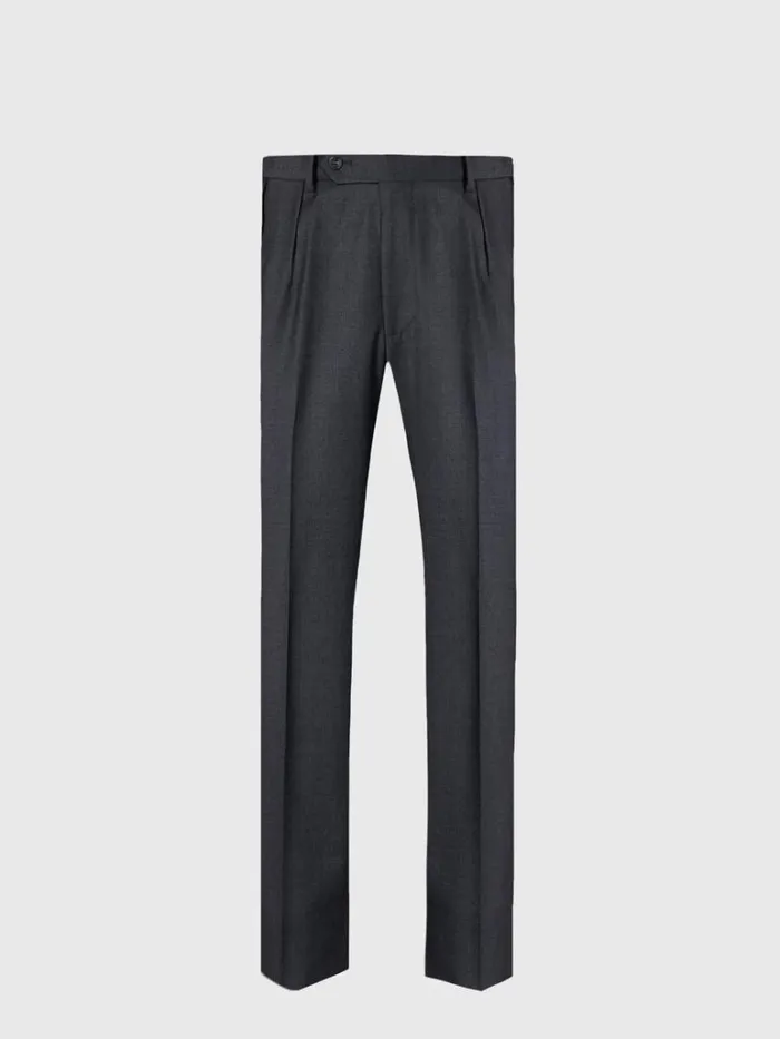 Dress Pants Mens Paul Stuart Dark Grey Super 110s Wool Pleated Trouser Dk Grey