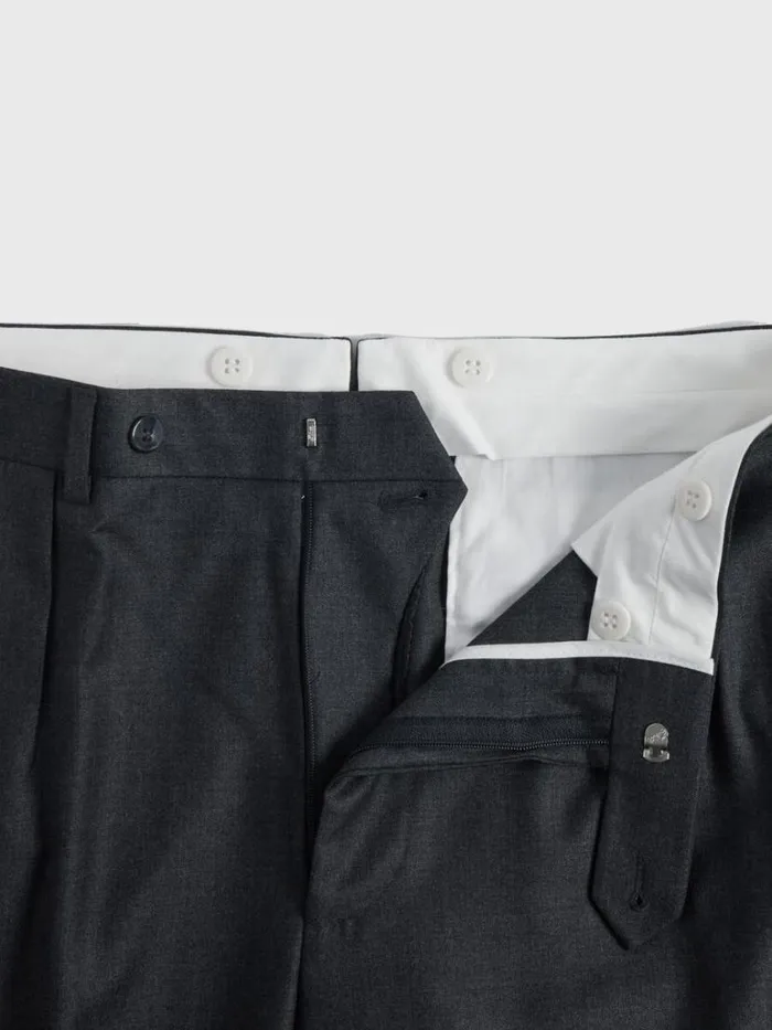 Dress Pants Mens Paul Stuart Dark Grey Super 110s Wool Pleated Trouser Dk Grey