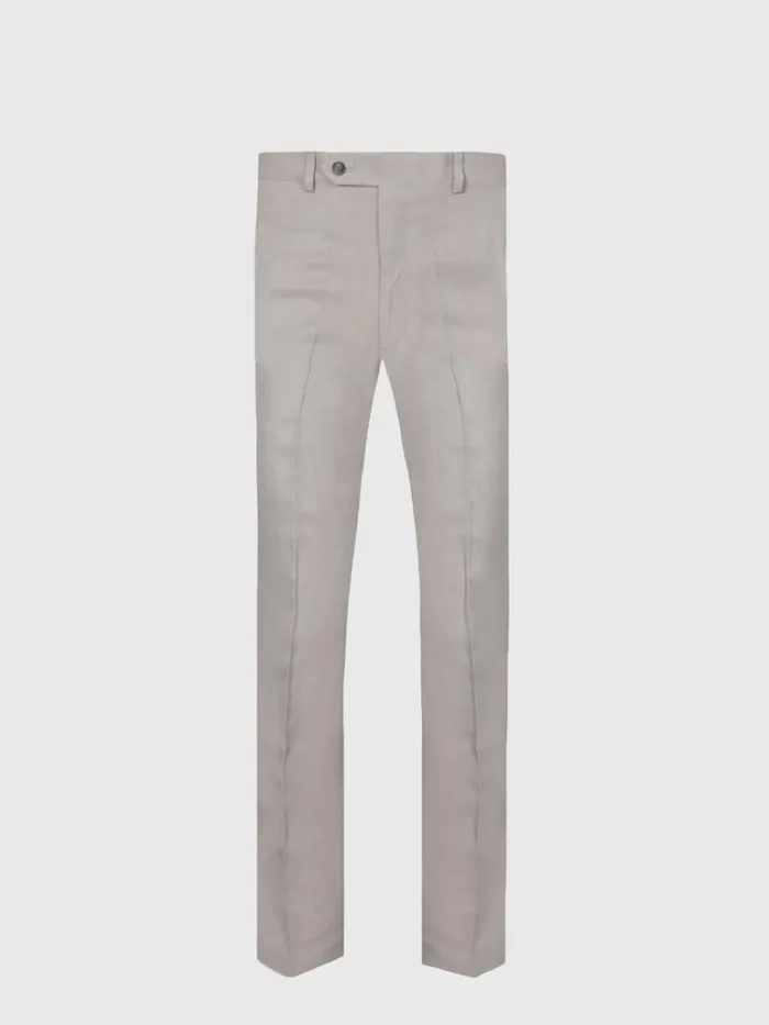 Dress Pants Mens Paul Stuart Linen and Silk Plain Front Dress Pant Silver
