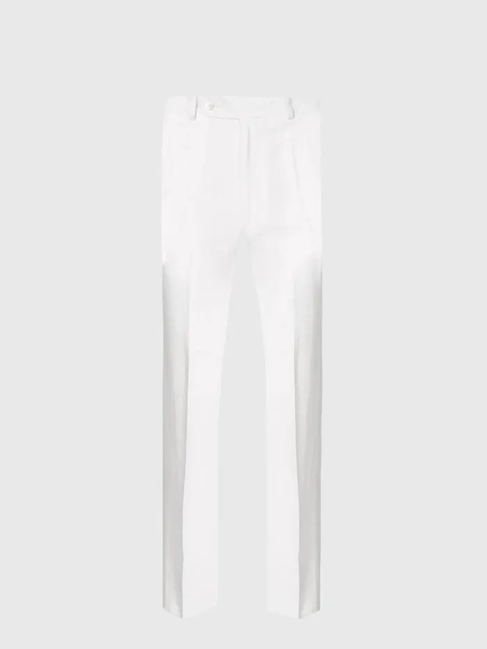Dress Pants Mens Paul Stuart LinenSilk Plain Front Dress Trouser White
