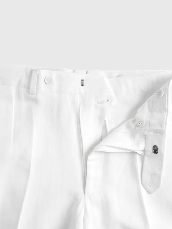 Dress Pants Mens Paul Stuart LinenSilk Plain Front Dress Trouser White
