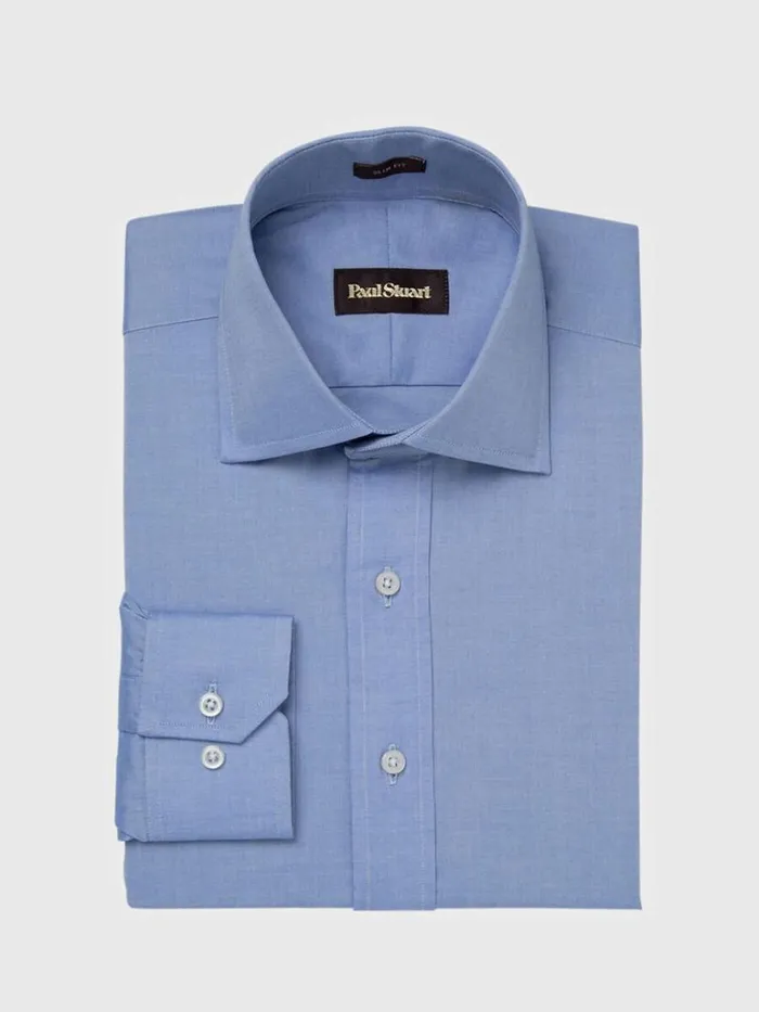 Dress Shirts Mens Paul Stuart Blue Cotton Slim Fit Dress Shirt Blue