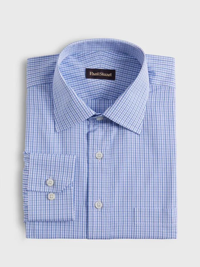 Dress Shirts Mens Paul Stuart Check Dress Shirt Blue