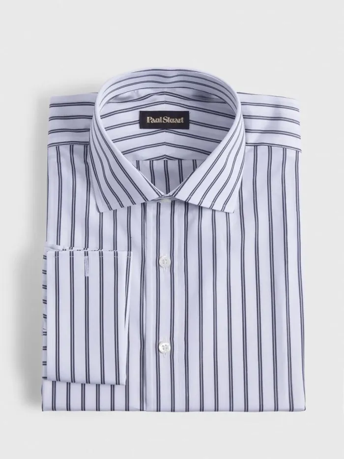 Dress Shirts Mens Paul Stuart Double Track Grey Stripe Dress Shirt Grey