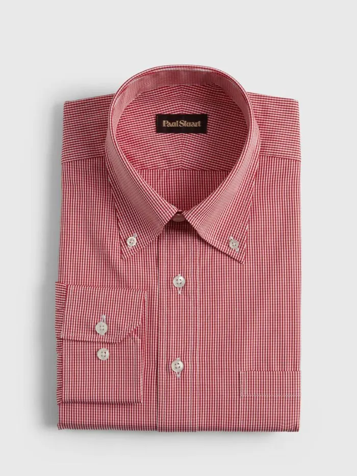 Dress Shirts Mens Paul Stuart Micro Gingham Check Dress Shirt Blue