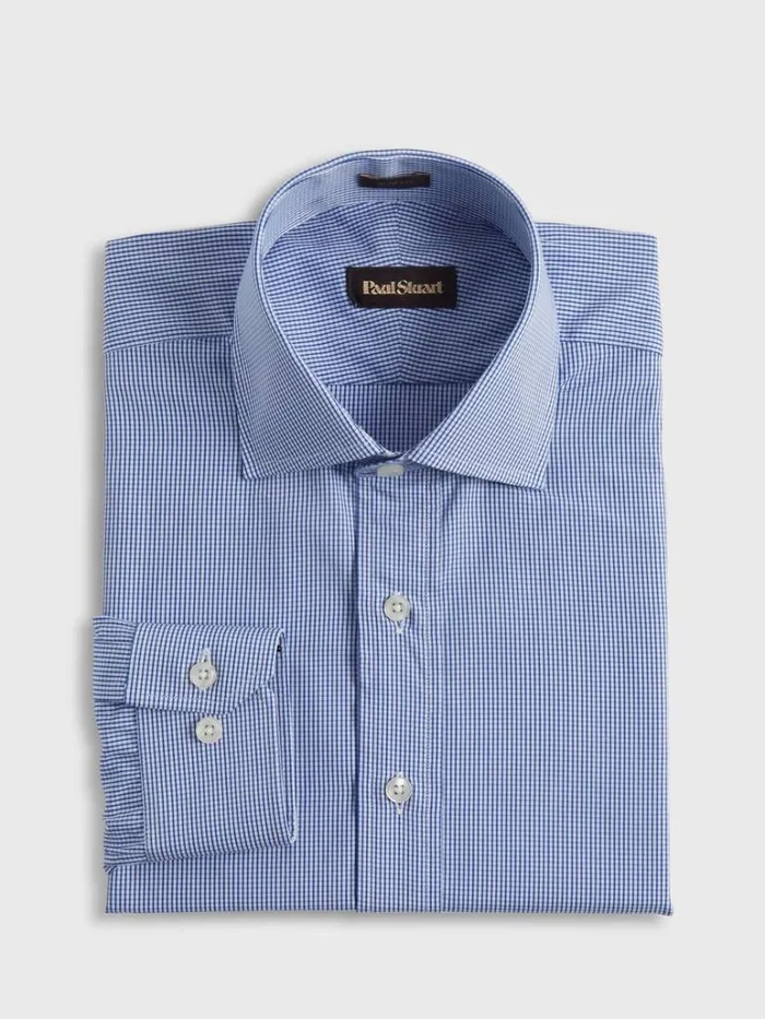 Dress Shirts Mens Paul Stuart Micro Gingham Slim Fit Dress Shirt Blue