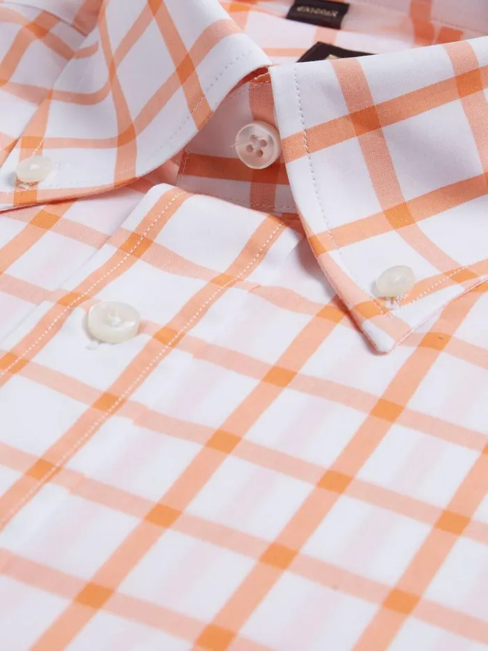 Dress Shirts Mens Paul Stuart Oversized Windowpane Cotton Dress Shirt Orange