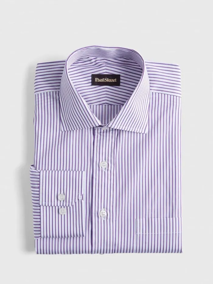Dress Shirts Mens Paul Stuart Purple And White Striped Dress Shirt Purple