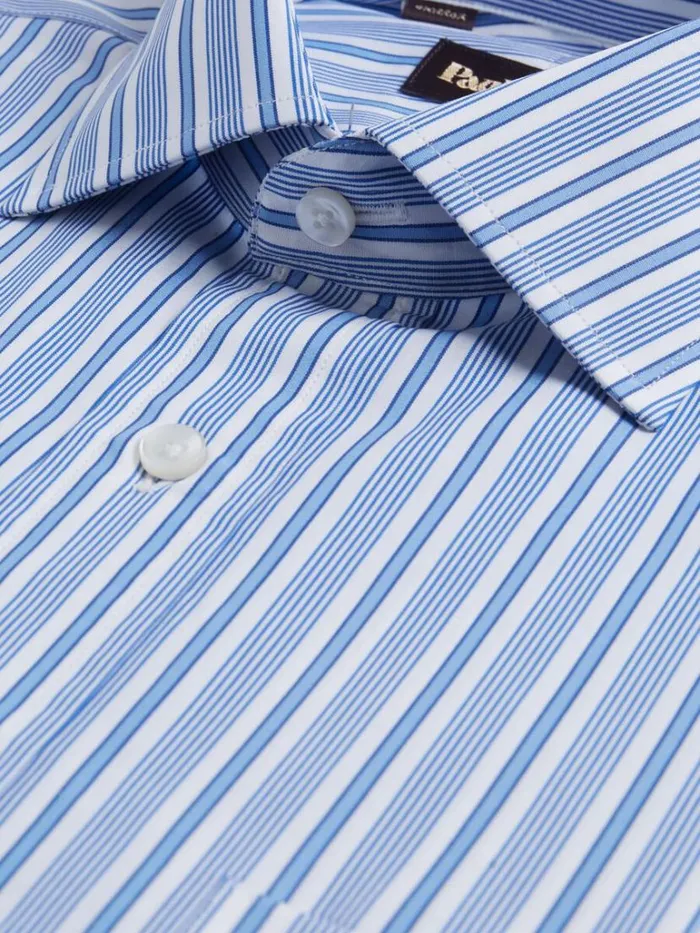Dress Shirts Mens Paul Stuart Variegated Stripe Cotton Dress Shirt Blue