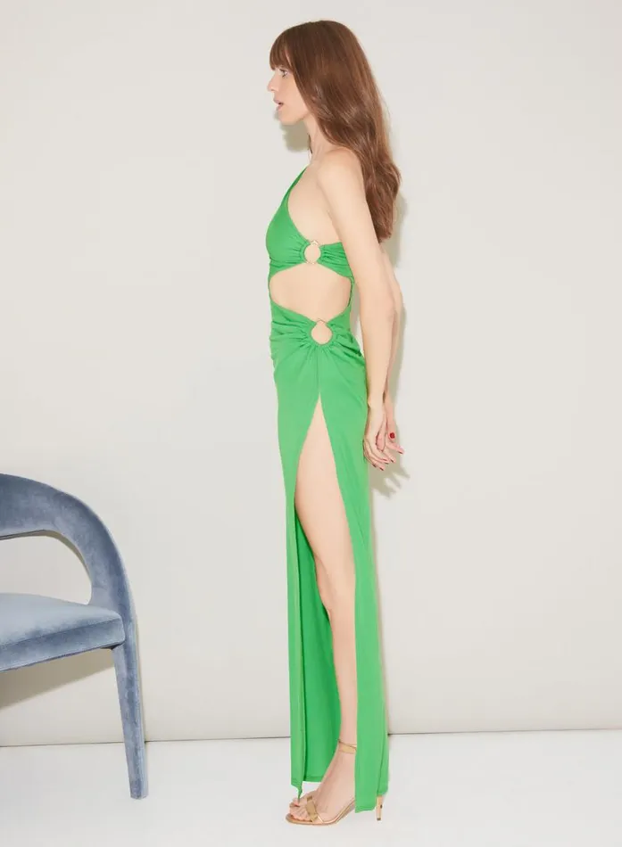 Dresses Clothing Fleur Du Mal Asymmetric Side Knot Dress Peridot