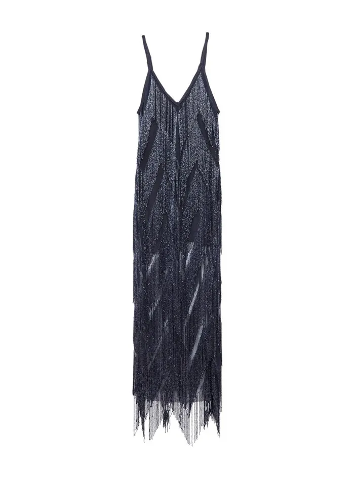 Dresses Clothing Fleur Du Mal Beaded Fringe Dress With Slip Twilight