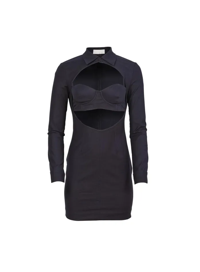 Dresses Clothing Fleur Du Mal Long Sleeve Cutout Dress Midnight Blue