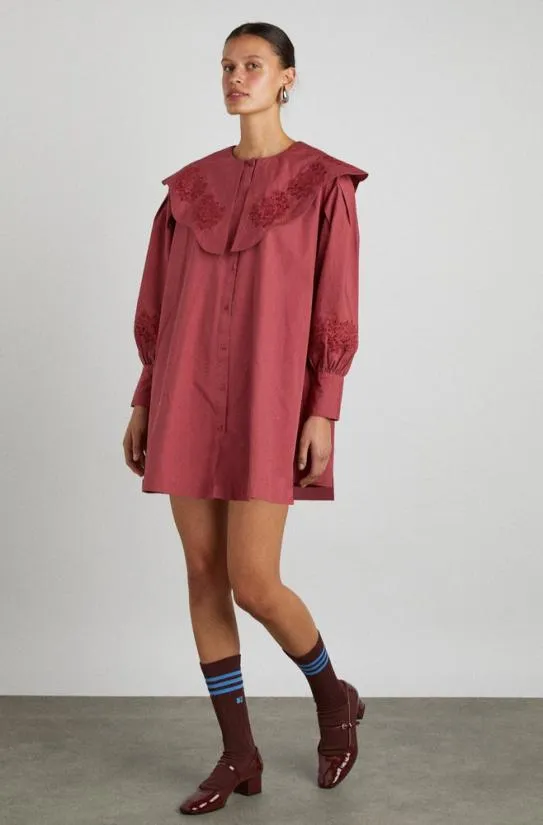 Dresses Women Damson Madder Mimi Mini Dress 8211 Plum Broderie
