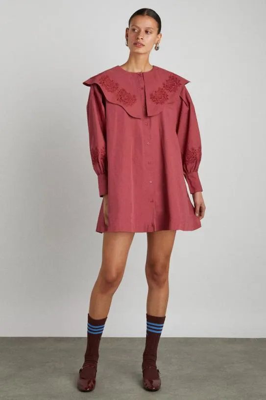 Dresses Women Damson Madder Mimi Mini Dress 8211 Plum Broderie