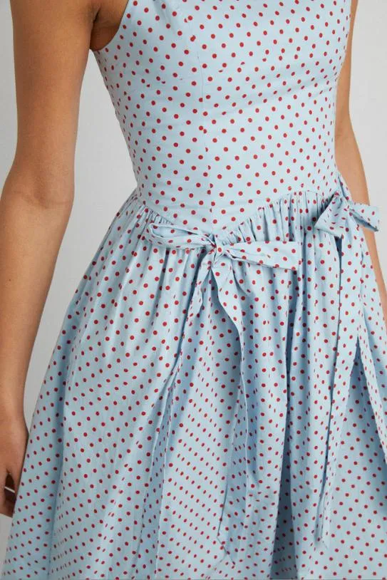 Dresses Women Damson Madder Penelope Midi 8211 Blue and Red Spot