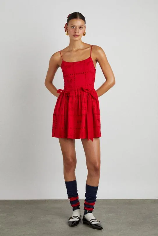 Dresses Women Damson Madder Penelope Mini 8211 Red Broderie