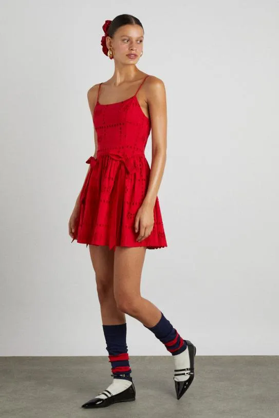 Dresses Women Damson Madder Penelope Mini 8211 Red Broderie