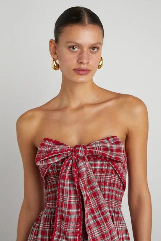 Dresses Women Damson Madder Pia Midi Dress 8211 Red Check