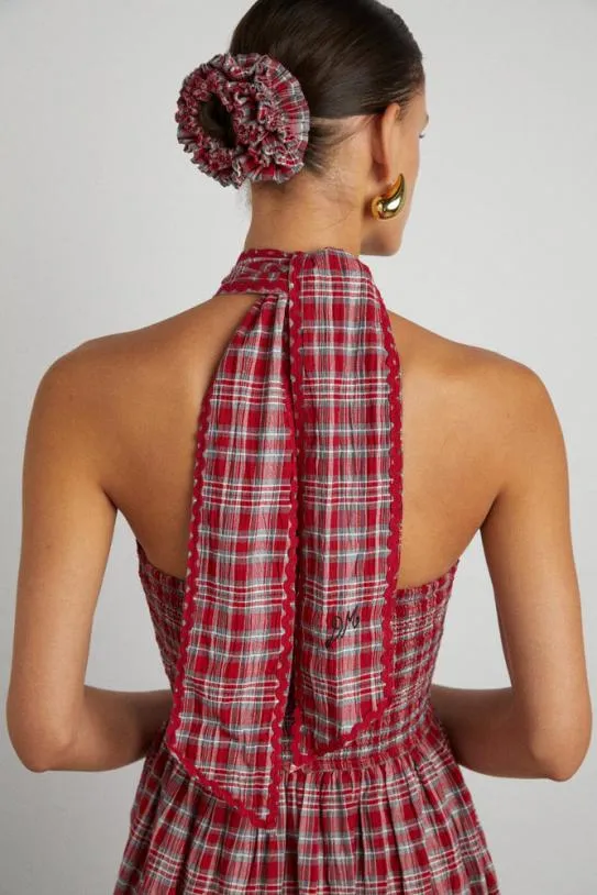Dresses Women Damson Madder Pia Midi Dress 8211 Red Check
