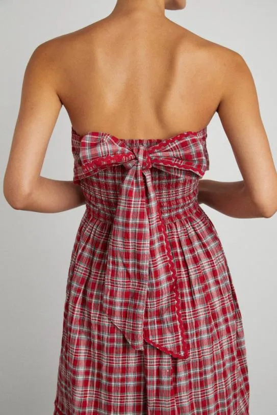Dresses Women Damson Madder Pia Midi Dress 8211 Red Check