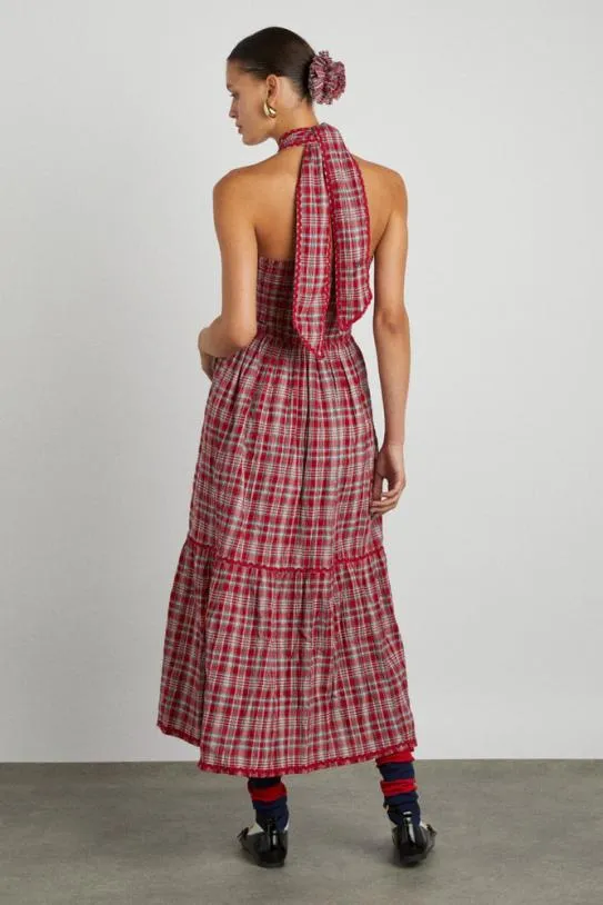 Dresses Women Damson Madder Pia Midi Dress 8211 Red Check
