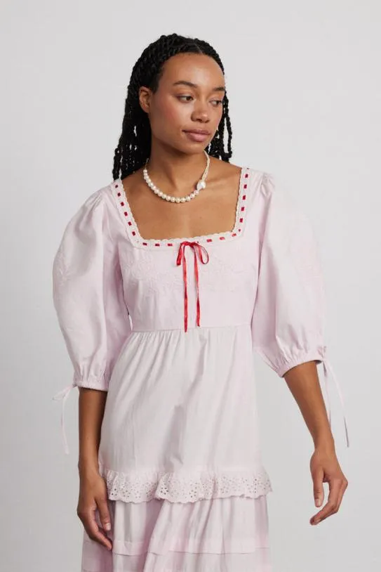 Dresses Women Damson Madder Rebecca Bow Back Dress 8211 Pink Broderie