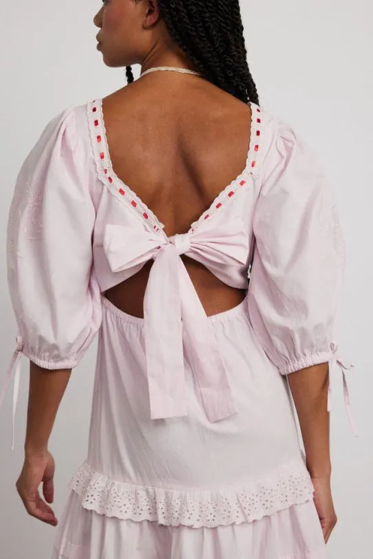 Dresses Women Damson Madder Rebecca Bow Back Dress 8211 Pink Broderie