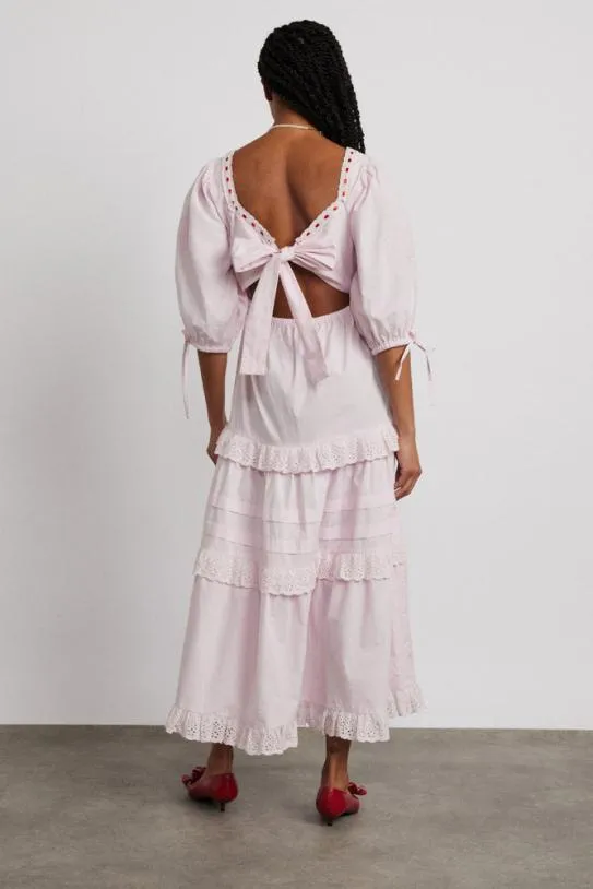 Dresses Women Damson Madder Rebecca Bow Back Dress 8211 Pink Broderie