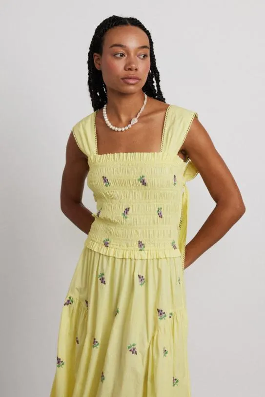 Dresses Women Damson Madder Tish Poplin Midi Dress 8211 Grape Embroidery