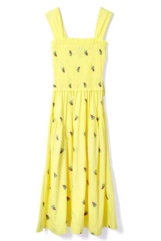 Dresses Women Damson Madder Tish Poplin Midi Dress 8211 Grape Embroidery