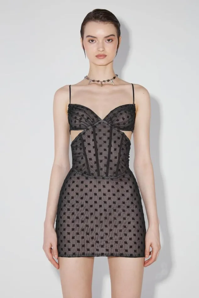 Dresses Women MISBHV Mesh Monogram Corset Mini Dress Black