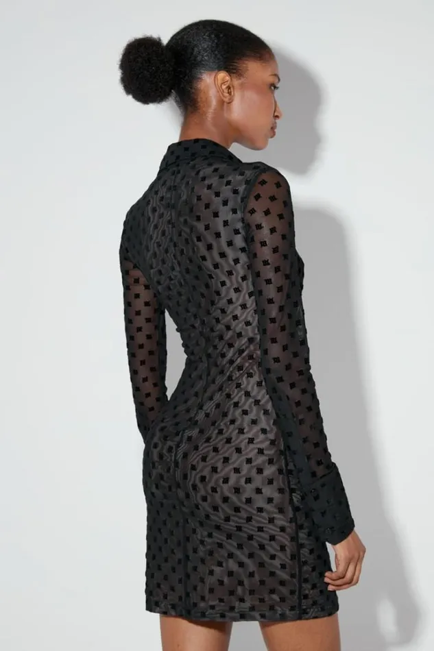 Dresses Women MISBHV Mesh Monogram Shirt Dress Black