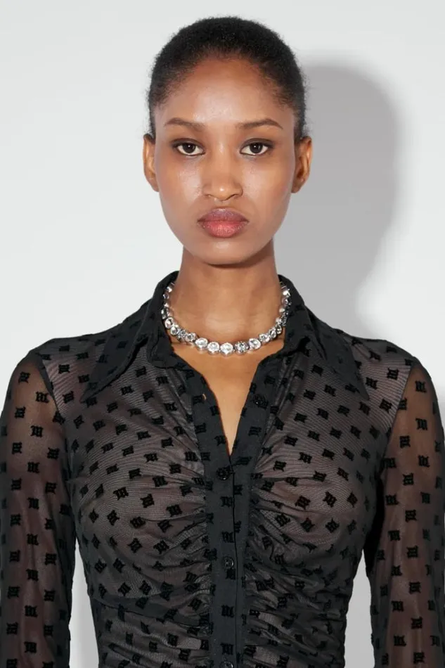 Dresses Women MISBHV Mesh Monogram Shirt Dress Black