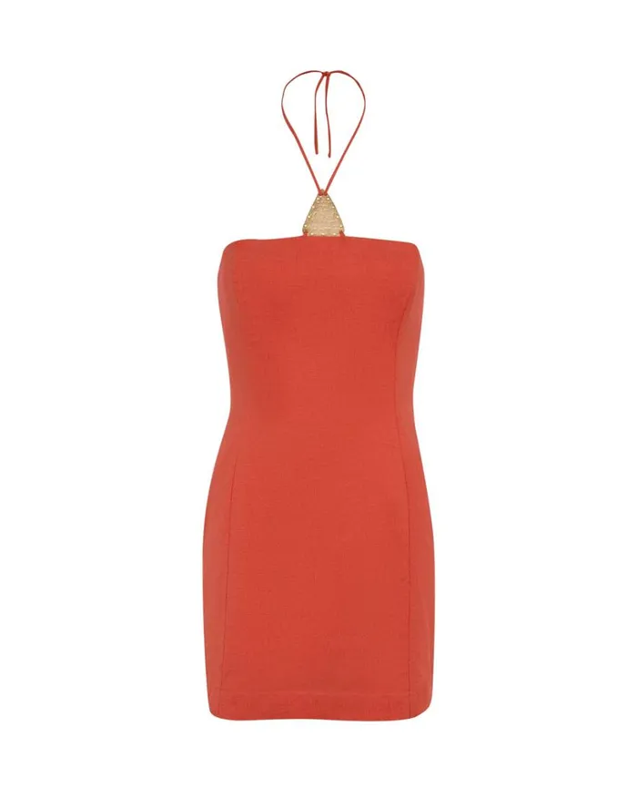 Dresses Women ViX Paula Hermanny Amora Detail Short Dress 8211 Tomato