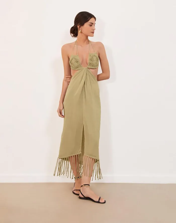 Dresses Women ViX Paula Hermanny Amra Midi Dress 8211 Olivine