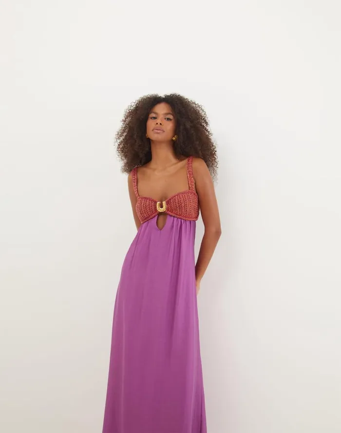 Dresses Women ViX Paula Hermanny Aria Long Dress 8211 Berry Burst