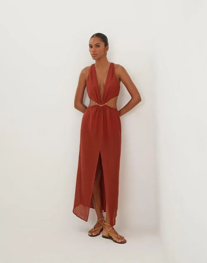 Dresses Women ViX Paula Hermanny Dasha Detail Long Dress 8211 Redwood