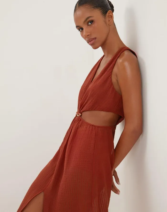 Dresses Women ViX Paula Hermanny Dasha Detail Long Dress 8211 Redwood
