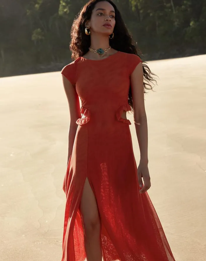 Dresses Women ViX Paula Hermanny Evie Long Dress 8211 Grapefruit