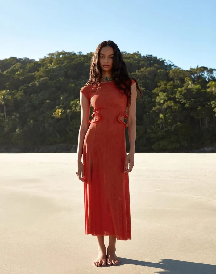 Dresses Women ViX Paula Hermanny Evie Long Dress 8211 Grapefruit