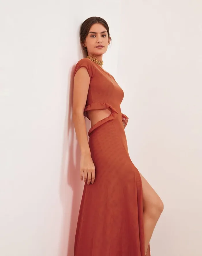 Dresses Women ViX Paula Hermanny Evie Long Dress 8211 Grapefruit